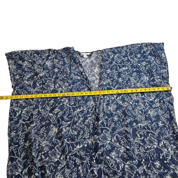 Women's LC Lauren Conrad Long Floral Print Ruana One Size Blue White - Picture 4 of 5